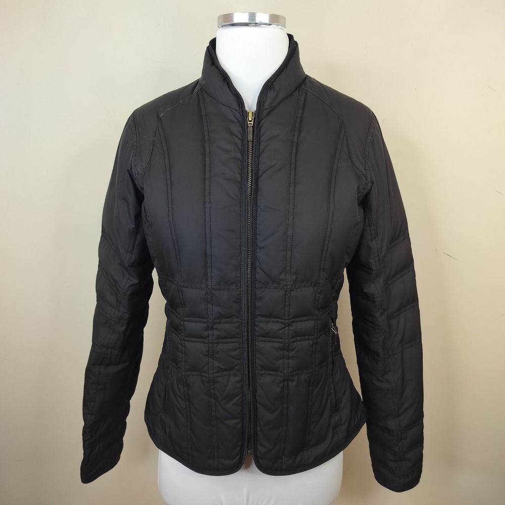 Eddie Bauer Down Puffer Jacket XS Women's Zip Up Quilted Black